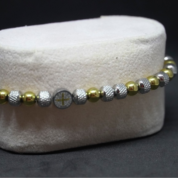 Stainless Steel Beaded Bracelet #7432 - Picture 3 of 3